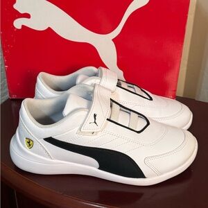 Puma Kids White and Black Ferrari Sneakers